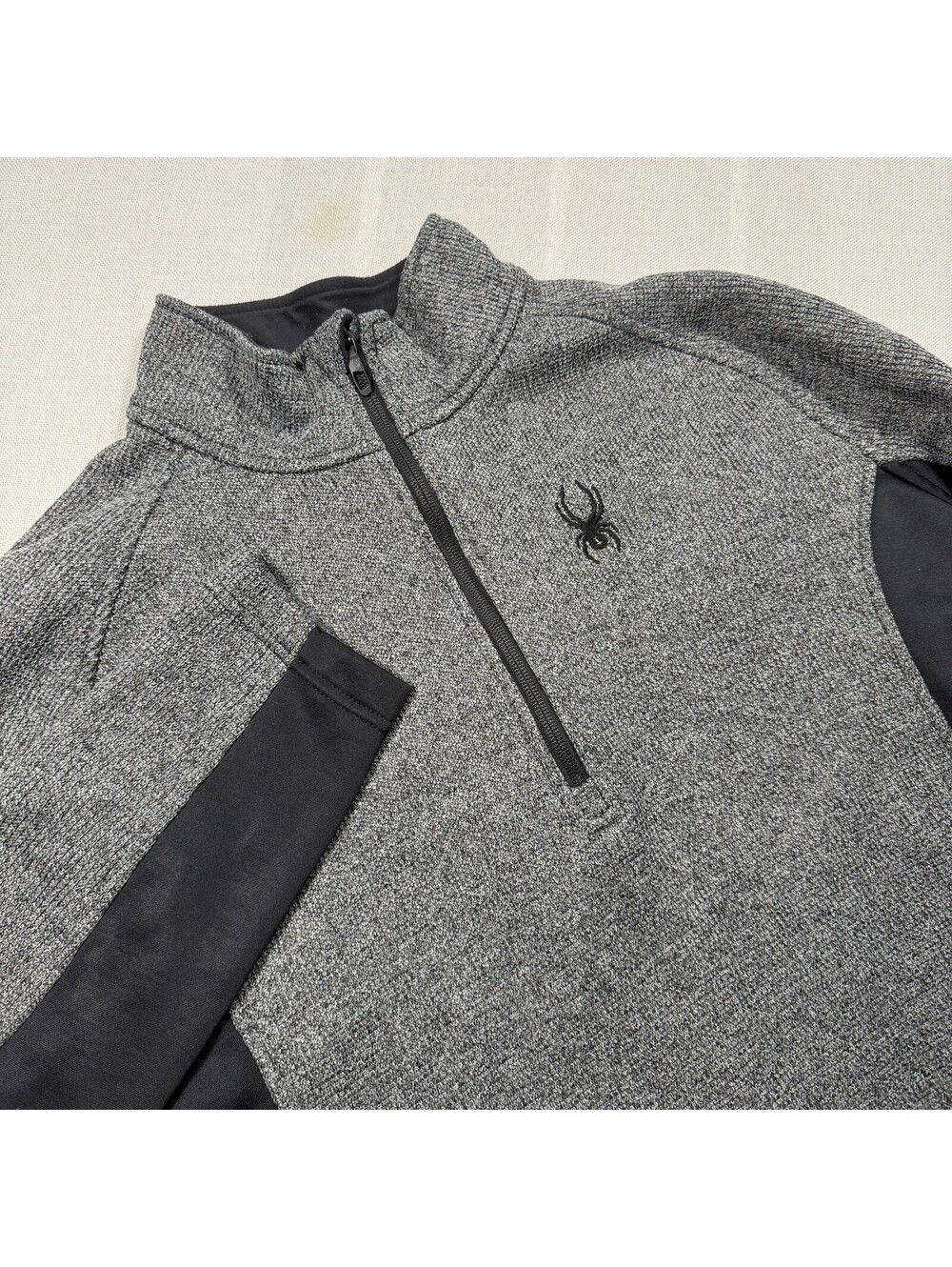 Spyder Men's Gray/Black 1/4 Zip Mock Neck Long Sleeve Pullover Solid Large